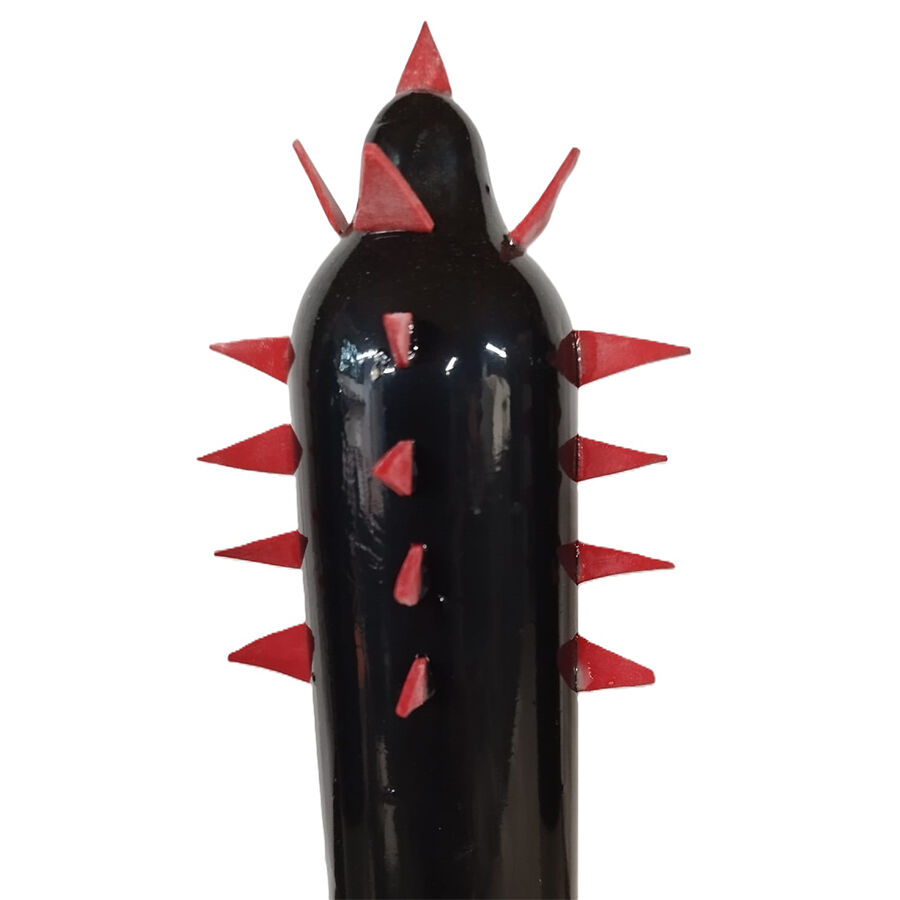 Imagen que nos facilita CONDOMERIE de su producto erótico CONDOMERIE - PRESERVATIVO DECORATIVO PINTADO A MANO CACTUS NEGRO XL para nuestra categoría "PRESERVATIVOS |Preservativos Divertidos".