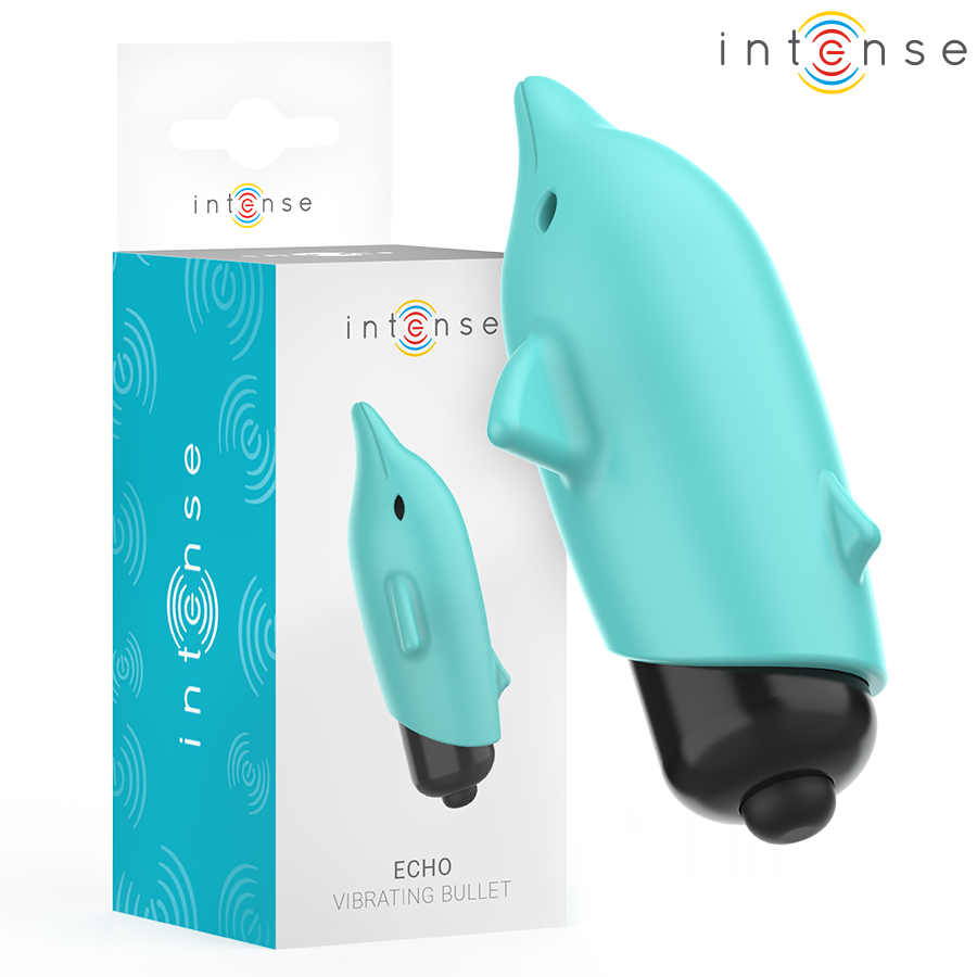 Imagen que nos facilita INTENSE FUN de su producto erótico INTENSE - ECHO BALA VIBRADORA DELFÍN AZUL 8 X 4.7 CM para nuestra categoría "JUGUETES BIENESTAR |Juguetes para Mujeres|Estimuladores|Balas vibradoras".