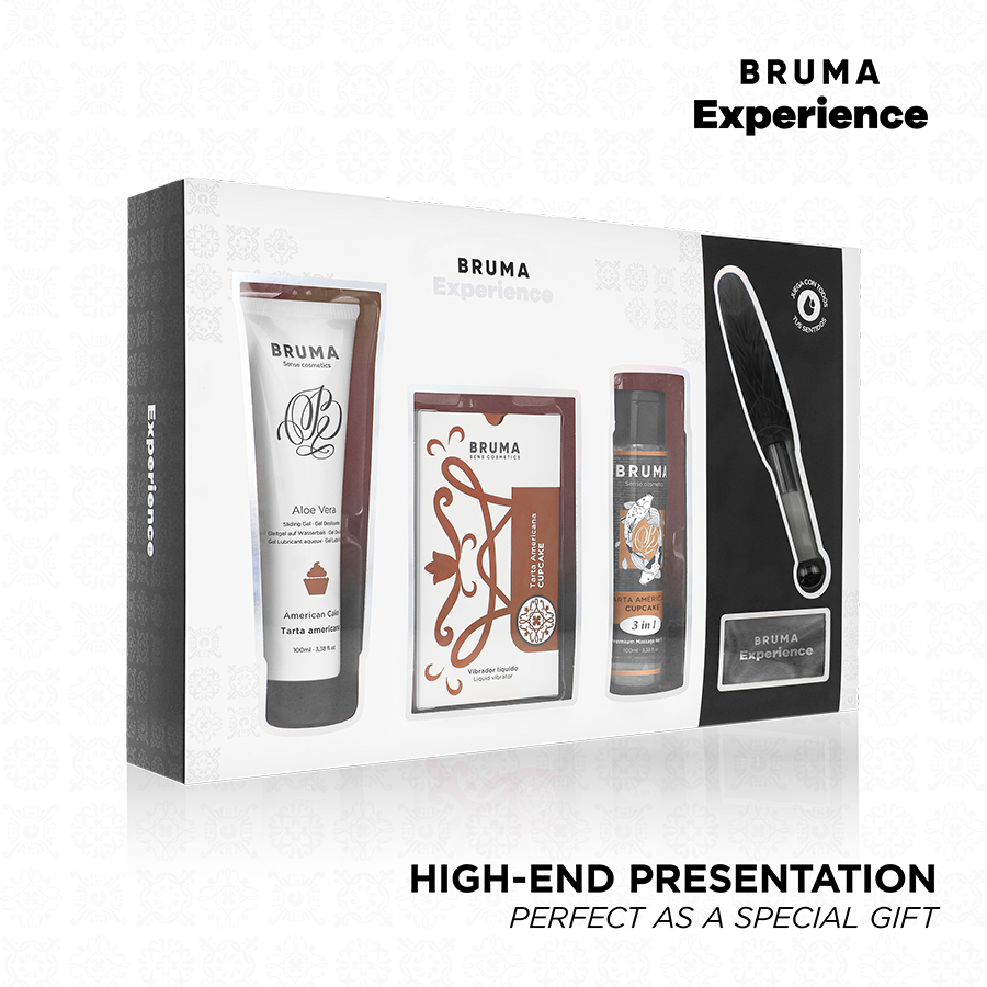 Imagen que nos facilita BRUMA de su producto erótico BRUMA XPERIENCE - KIT TENTACIÓN DULCE TARTA AMERICANA VIBRO-ORGÁSMICA para nuestra categoría "ARTÍCULOS VARIOS|Kits Parejas".