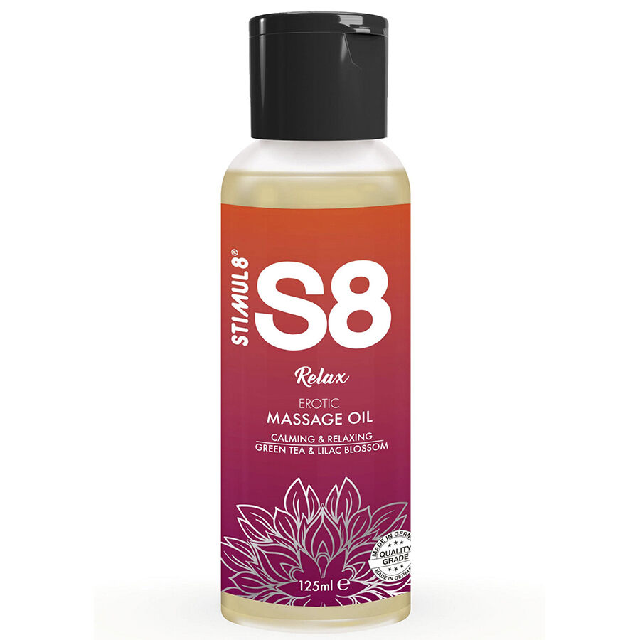 Imagen que nos facilita STIMUL8 de su producto erótico STIMUL8 - S8 RELAX ACEITE DE MASAJE TÉ VERDE 125 ML para nuestra categoría "DROGUERÍA |Para Masajes|Aceites con Sabores".