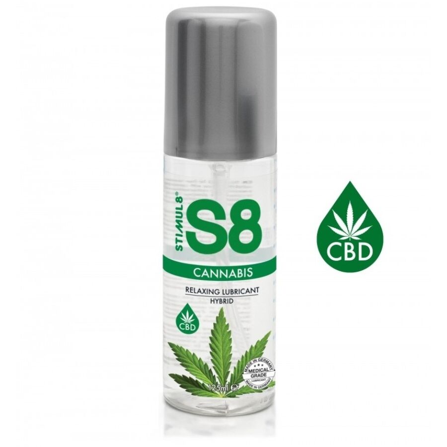 Imagen que nos facilita STIMUL8 de su producto erótico STIMUL8 - S8 LUBRICANTE HÍBRIDO CANNABIS 125 ML para nuestra categoría "DROGUERÍA |Lubricantes|Serie con base CBD".