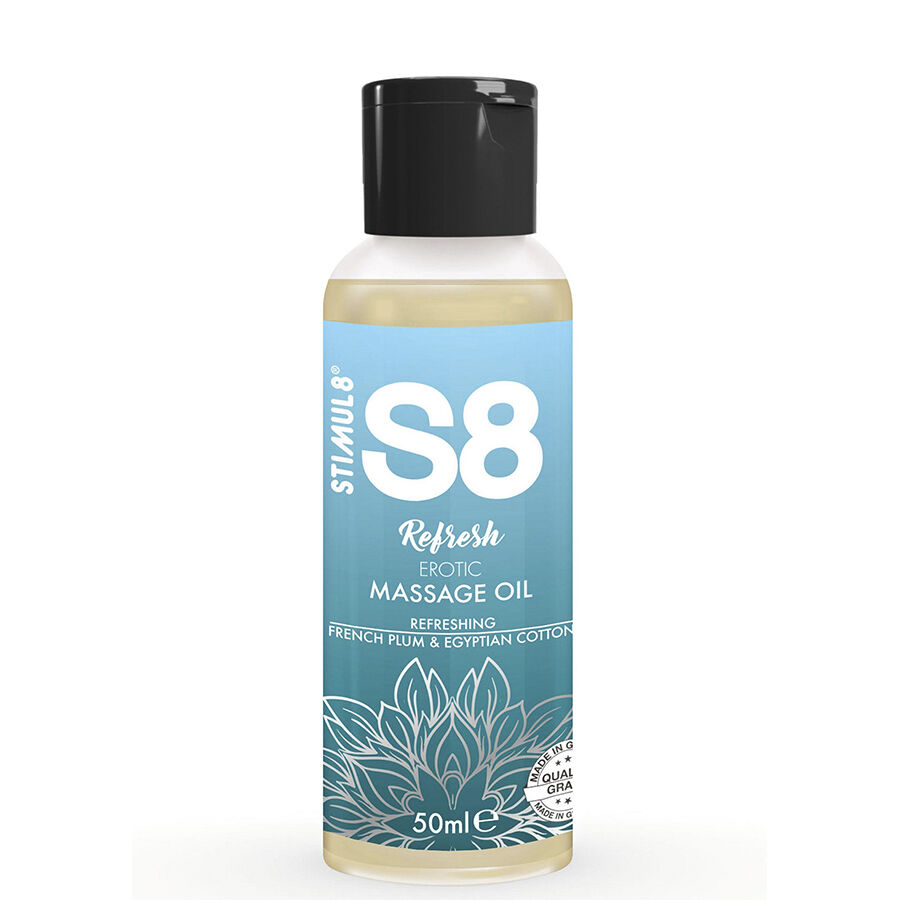 Imagen que nos facilita STIMUL8 de su producto erótico STIMUL8 - S8 REFRESH ACEITE DE MASAJE ERÓTICO ALGODÓN 50 ML para nuestra categoría "DROGUERÍA |Para Masajes|Aceites con Sabores".
