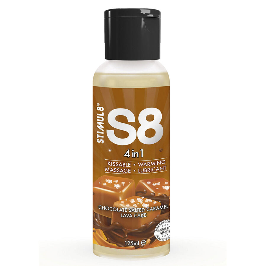 Imagen que nos facilita STIMUL8 de su producto erótico STIMUL8 - S8 4 EN 1 LUBRICANTE POSTRE CHOCOLATE Y CARAMELO SALADO 125 ML para nuestra categoría "DROGUERÍA |Lubricantes|Con deliciosos Sabores".