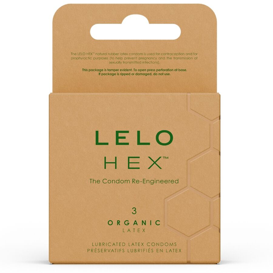 Imagen que nos facilita LELO de su producto erótico LELO - HEX ORGANIC PRESERVATIVO CAJA 3 UDS para nuestra categoría "PRESERVATIVOS |Todos los tamaños de cajas|Cajas de 3".