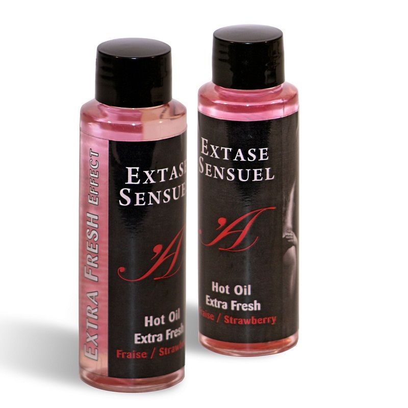 Imagen que nos facilita EXTASE SENSUAL de su producto erótico EXTASE SENSUAL - ACEITE MASAJE EFECTO EXTRA FRESH FRESA 100 ML para nuestra categoría "DROGUERÍA |Para Masajes|Con efecto calor".