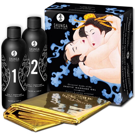 Imagen que nos facilita SHUNGA KITS de su producto erótico SHUNGA - GEL DE MASAJE ERÓTICO CUERPO A CUERPO ORIENTAL FRUTAS EXÓTICAS para nuestra categoría "DROGUERÍA |Para Masajes|Kits de masaje".