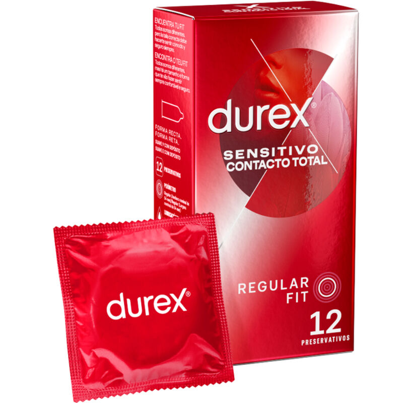 Imagen que nos facilita DUREX CONDOMS de su producto erótico DUREX - SENSITIVO CONTACTO TOTAL 12 UNIDADES para nuestra categoría "PRESERVATIVOS |Sensitivos".
