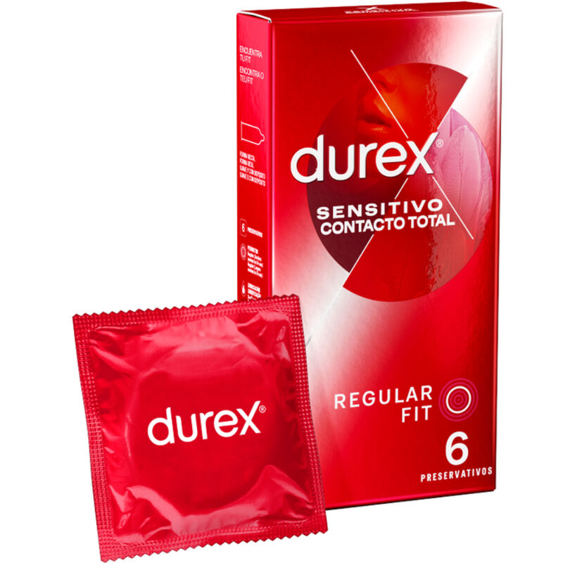 Imagen que nos facilita DUREX CONDOMS de su producto erótico DUREX - SENSITIVO CONTACTO TOTAL 6 UNIDADES para nuestra categoría "PRESERVATIVOS |Sensitivos".