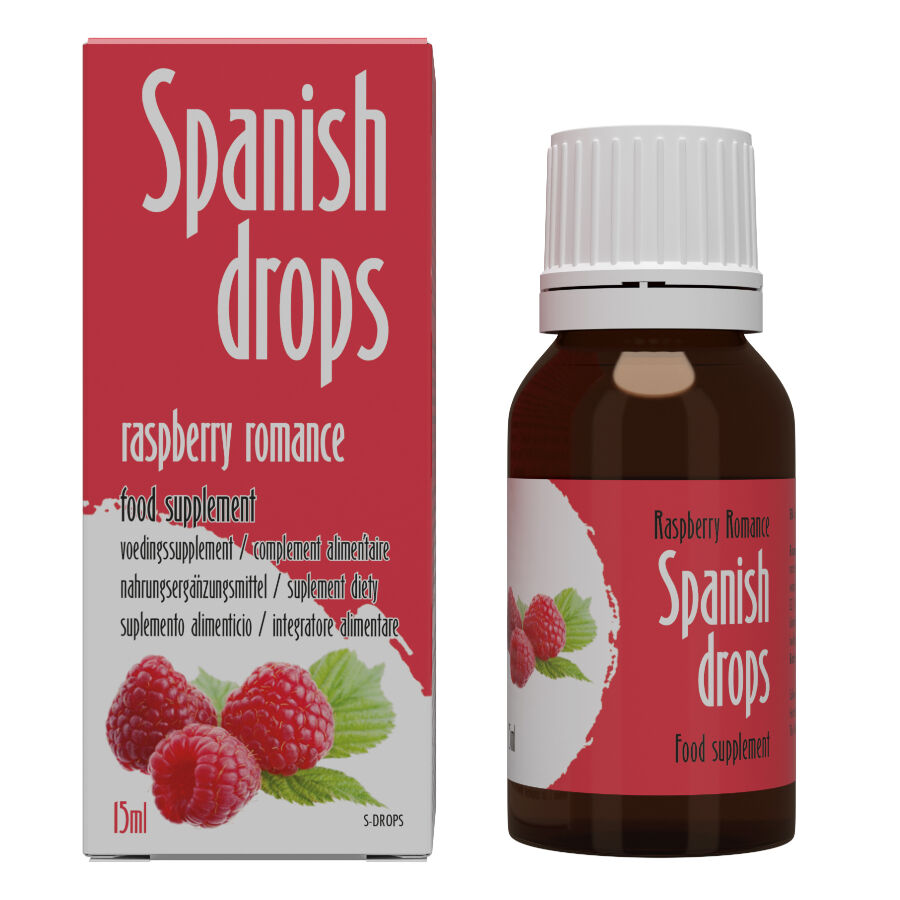 Imagen que nos facilita COBECO PHARMA de su producto erótico Spanish Drops Frambuesa – Complemento alimenticio en gotas para nuestra categoría "DROGUERÍA |Complementos Alimenticios|Gotas Amor".