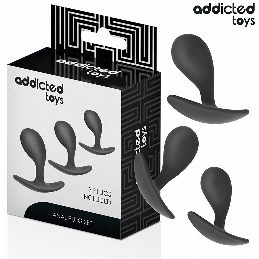 Imagen que nos facilita ADDICTED TOYS de su producto erótico ADDICTED TOYS - SET DE 3 PLUG ANAL SILICONA MODELO 3 para nuestra categoría "JUGUETES BIENESTAR |Anal|Plugs Anales".