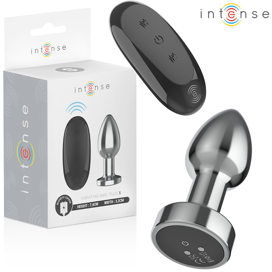 Imagen que nos facilita INTENSE ANAL TOYS de su producto erótico INTENSE - PLUG ANAL 10 VIBRACIONES METAL CON CONTROL REMOTO S para nuestra categoría "JUGUETES BIENESTAR |Anal|Plugs Anales".