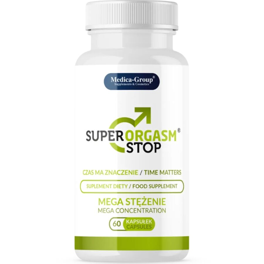 Imagen que nos facilita MEDICA GROUP de su producto erótico Super Orgasm Stop – Cápsulas Naturales para el Control de la Eyaculación y Mayor Resistencia Sexual para nuestra categoría "DROGUERÍA |Complementos Alimenticios|Cápsulas para Hombres".