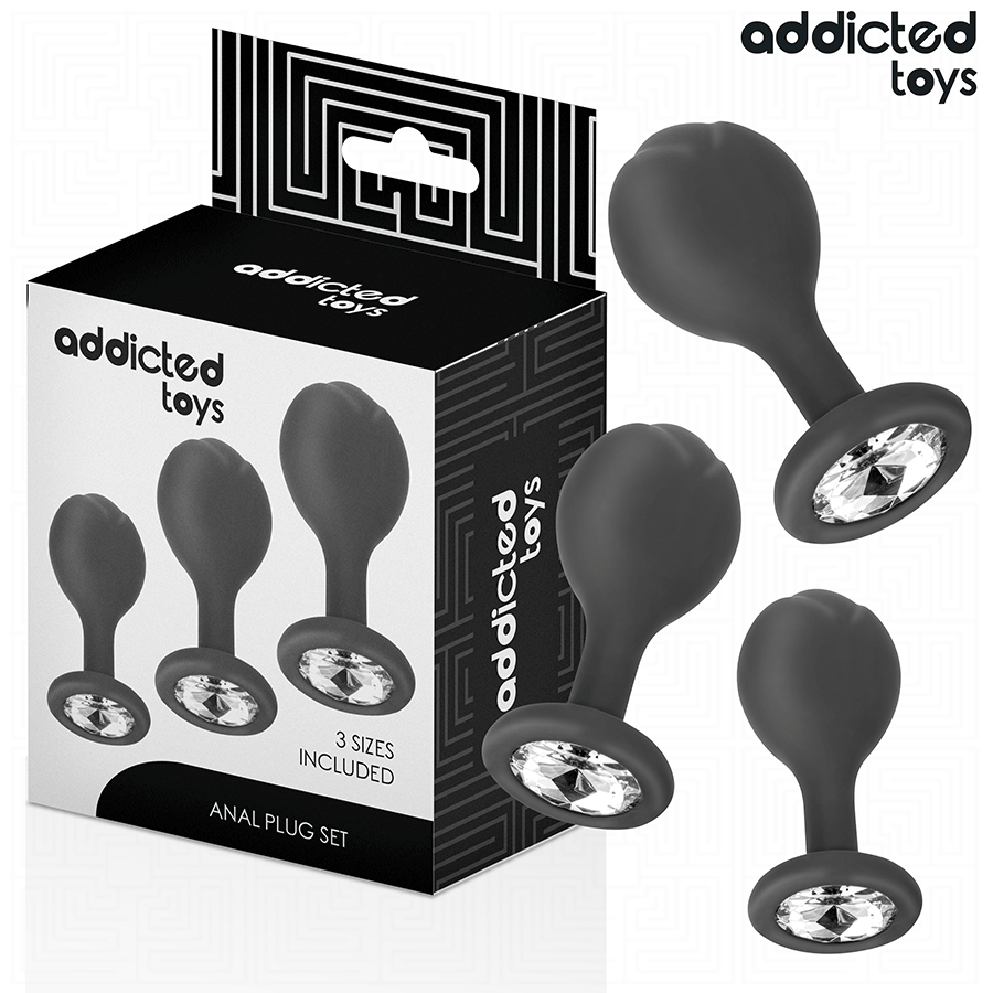 Imagen que nos facilita ADDICTED TOYS de su producto erótico ADDICTED TOYS - SET DE 3 PLUG SILICONA ANAL CON JOYA para nuestra categoría "JUGUETES BIENESTAR |Anal|Plugs Anales".