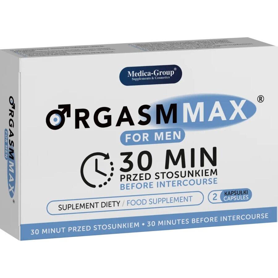 Imagen que nos facilita MEDICA GROUP de su producto erótico Orgasm Max For Men – Complemento Alimenticio Natural para Potenciar la Vitalidad y el Rendimiento Sexual Masculino para nuestra categoría "DROGUERÍA |Complementos Alimenticios|Cápsulas para Hombres".