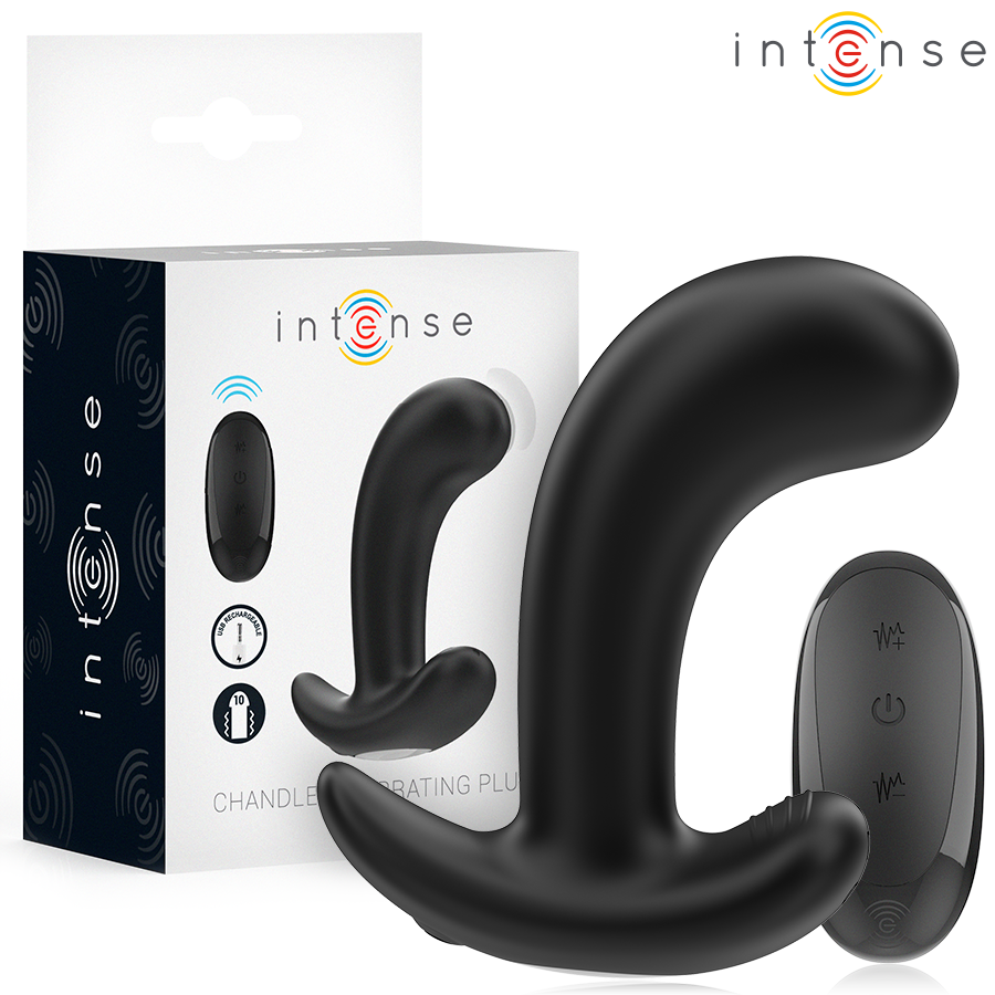 Imagen que nos facilita INTENSE ANAL TOYS de su producto erótico INTENSE - CHANDLER PLUG ANAL 10 VIBRACIONES NEGRO CONTROL REMOTO para nuestra categoría "JUGUETES BIENESTAR |Anal|Plugs Anales".