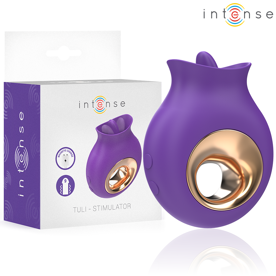 Imagen que nos facilita INTENSE FUN de su producto erótico INTENSE - TULI ESTIMULADOR CLÍTORIS 9 VIBRACIONES & 9 OSCILACIONES MORADO para nuestra categoría "JUGUETES BIENESTAR |Juguetes para Mujeres|Estimuladores|Para Clítoris".