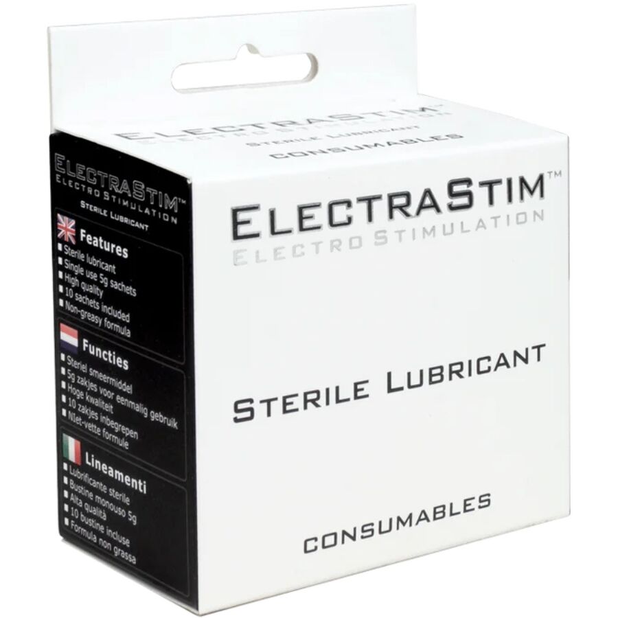 Imagen que nos facilita ELECTRASTIM de su producto erótico ELECTRASTIM - LUBRICANTE ESTERILIZANTE 10 UNIDADES para nuestra categoría "JUGUETES BIENESTAR |Electro estimulación".