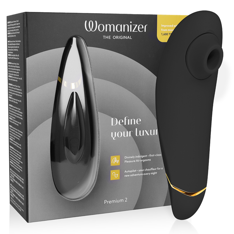 Imagen que nos facilita WOMANIZER de su producto erótico WOMANIZER - PREMIUM 2 ESTIMULADOR DE CLÍTORIS NEGRO para nuestra categoría "JUGUETES BIENESTAR |Juguetes para Mujeres|Estimuladores|Succionadores sin vibración".
