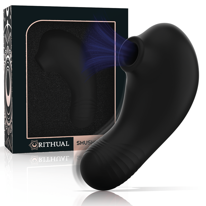 Imagen que nos facilita RITHUAL de su producto erótico RITHUAL - SHUSHU PRO POCKET ESTIMULADOR CLITORIS 2 POTENTES MOTORES AZABACHE para nuestra categoría "JUGUETES BIENESTAR |Vibradores|Mini vibradores".