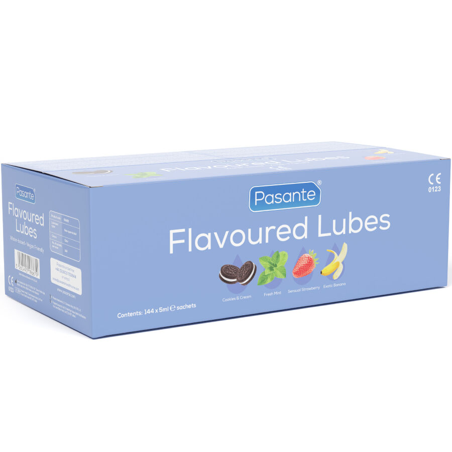 Imagen que nos facilita PASANTE de su producto erótico PASANTE - LUBRICANTES SABORES CAJA 144 UNIDADES 5 ML para nuestra categoría "DROGUERÍA |Lubricantes|Con deliciosos Sabores".