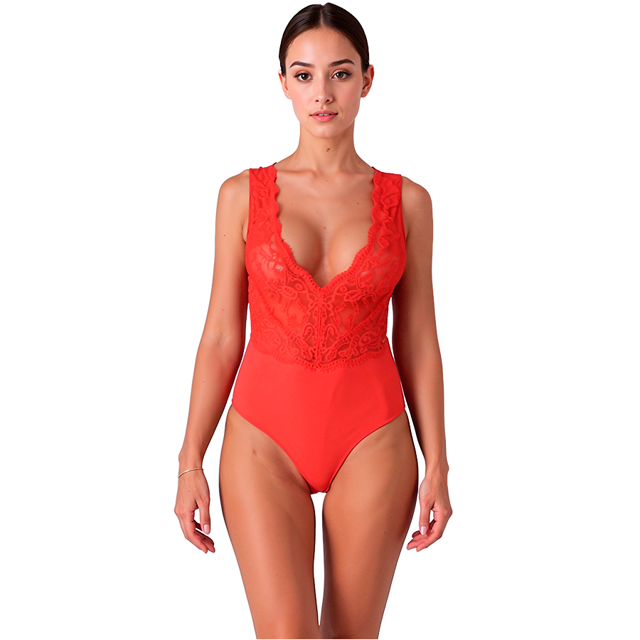 Imagen que nos facilita PASSION WOMAN TEDDIES de su producto erótico PASSION - EVALIE BODY ROJO S/M para nuestra categoría "MODA & LENCERÍA|Lencería Mujer|Lencería Sexy|Bodys".