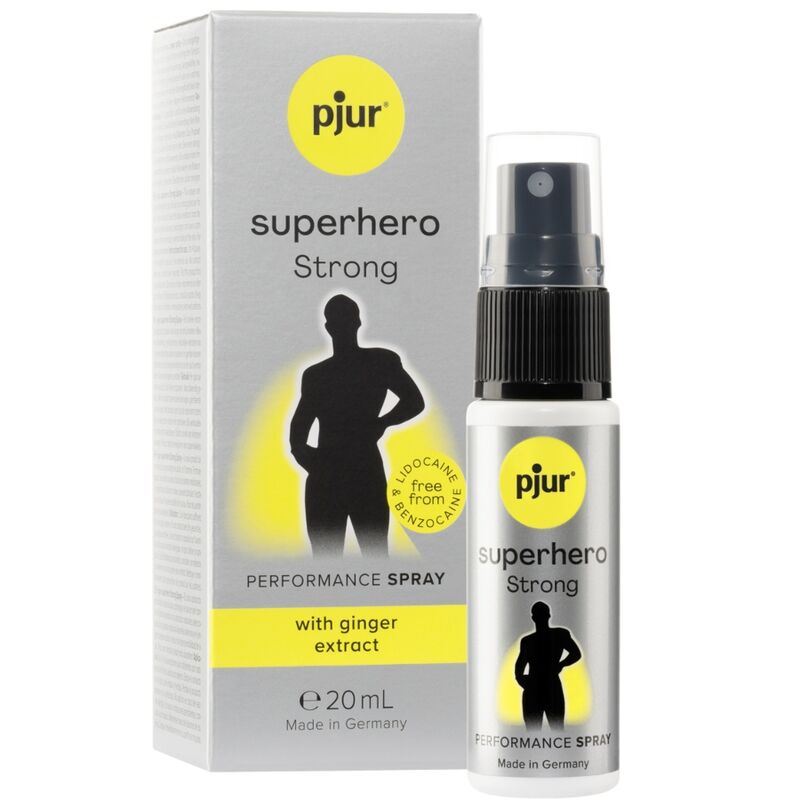 La marca PJUR nos facilita esta imagen de su producto PJUR - SPRAY RETARDANTE SUPERHERO STRONG 20 ML para nuestro catálogo.