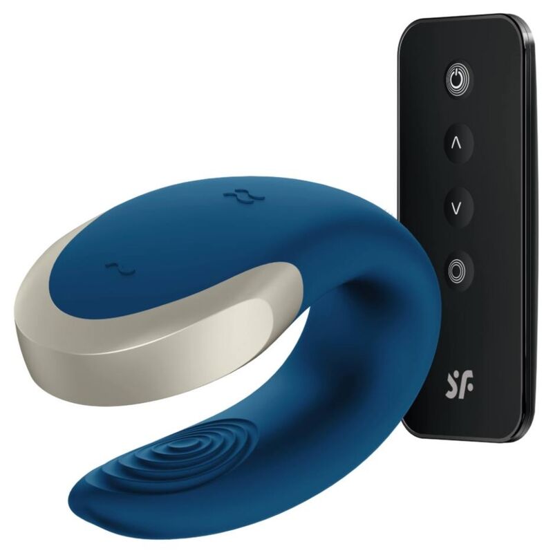 La marca SATISFYER PARTNER nos facilita esta imagen de su producto SATISFYER - APP DOUBLE LOVE VIBRADOR PAREJAS LUXURY AZUL para nuestro catálogo.