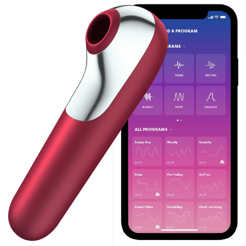 La marca SATISFYER CONNECT nos facilita esta imagen de su producto SATISFYER - DUAL LOVE VIBRADOR Y SUCCIONADOR CON AIRE PULSADO ROJO para nuestro catálogo.