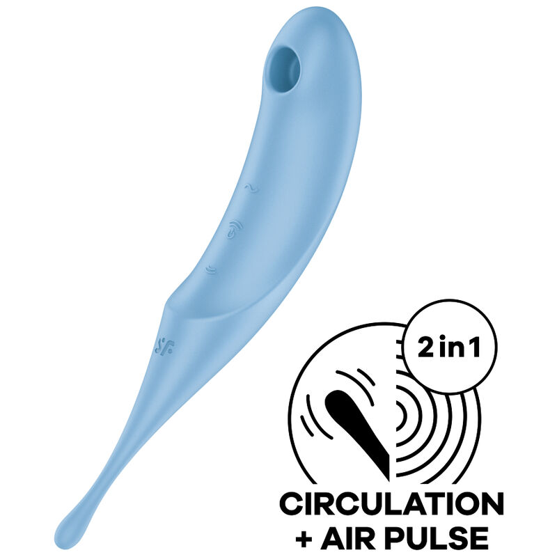 La marca SATISFYER AIR PULSE nos facilita esta imagen de su producto SATISFYER - TWIRLING PRO ESTIMULADOR Y VIBRADOR AZUL para nuestro catálogo.