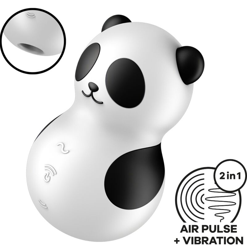 La marca SATISFYER AIR PULSE nos facilita esta imagen de su producto SATISFYER - POCKET PANDA ESTIMULADOR & VIBRADOR BLANCO Y NEGRO para nuestro catálogo.