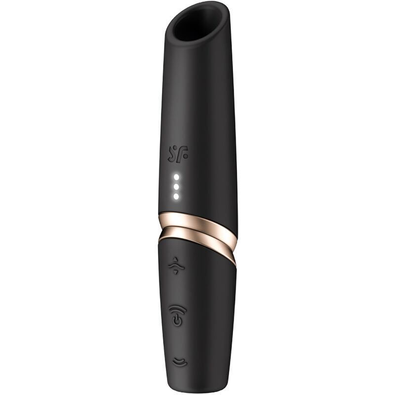 La marca SATISFYER AIR PULSE nos facilita esta imagen de su producto SATISFYER - PERFECT KISS ESTIMULADOR CLÍTORIS POR ONDAS NEGRO / DORADO para nuestro catálogo.