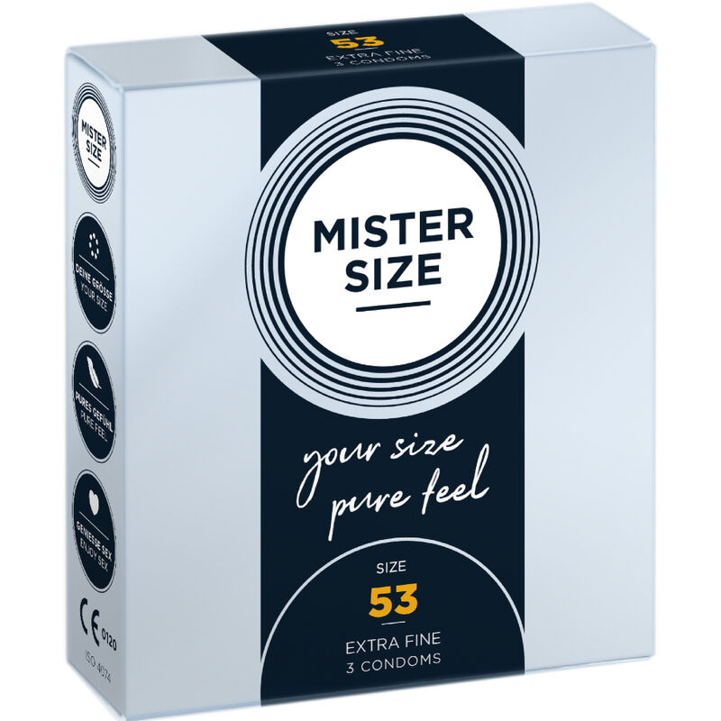 La marca MISTER SIZE nos facilita esta imagen de su producto MISTER SIZE - PRESERVATIVOS TALLA M 53 MM (3 UNIDADES) para nuestro catálogo.