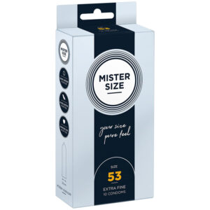 La marca MISTER SIZE nos facilita esta imagen de su producto MISTER SIZE - PRESERVATIVOS TALLA M 53 MM (10 UNIDADES) para nuestro catálogo.
