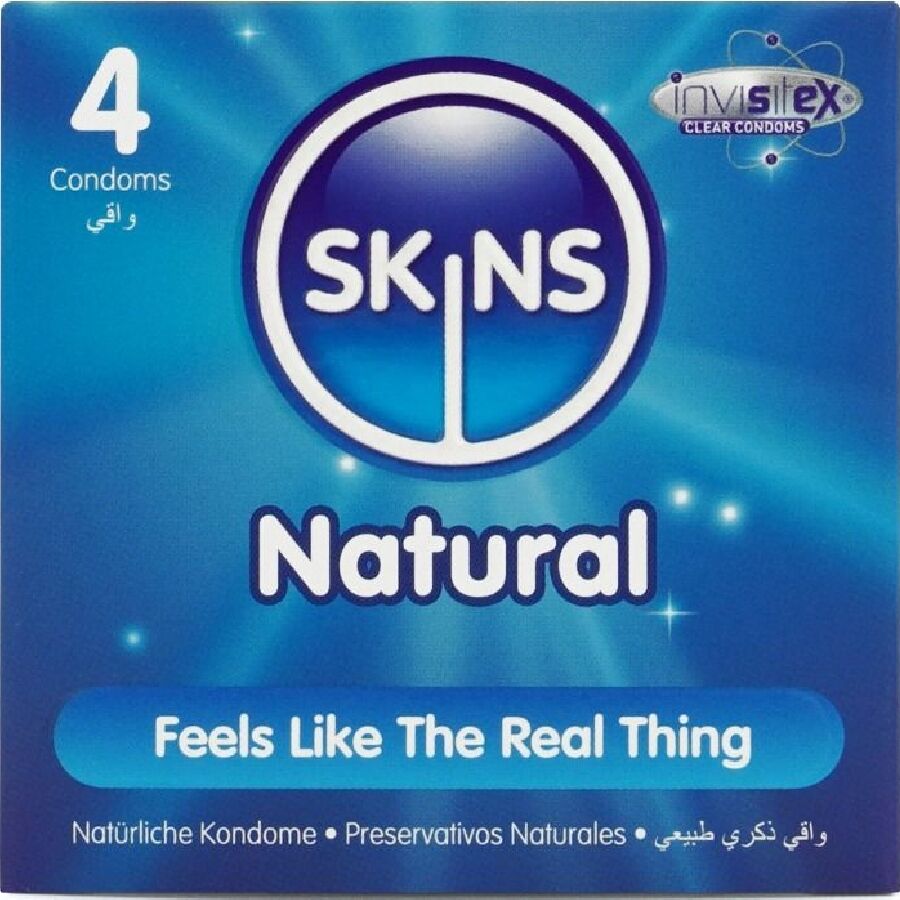 La marca SKINS nos facilita esta imagen de su producto SKINS - NATURAL PRESERVATIVOS PREMIUM PACK 4 para nuestro catálogo.