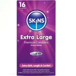 La marca SKINS nos facilita esta imagen de su producto SKINS - TAMAÑO XL PRESERVATIVOS PREMIUM PACK 16 para nuestro catálogo.