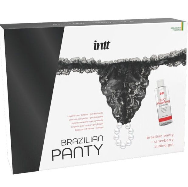 La marca INTT RELEASES nos facilita esta imagen de su producto INTT RELEASES - PANTY BRASILEÑA NEGRA CON PERLAS Y GEL LUBRICANTE 50 ML para nuestro catálogo.