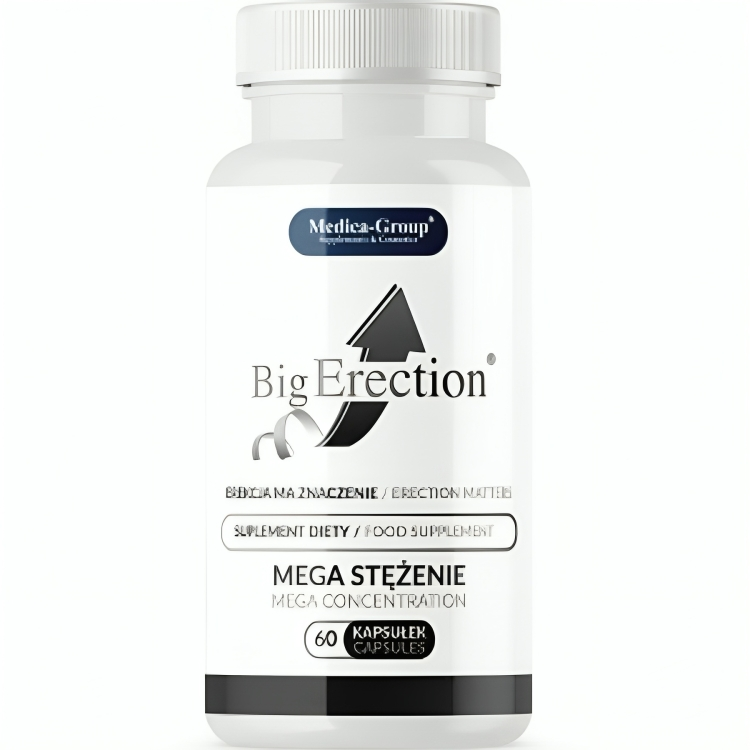 La marca MEDICA GROUP nos facilita esta imagen de su producto Big Erection – Complemento Alimenticio Natural para la Vitalidad Masculina y el Rendimiento Íntimo para nuestro catálogo.