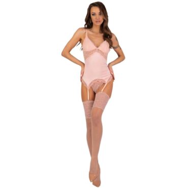 La marca LIVCO CORSETTI SETS nos facilita esta imagen de su producto LIVCO CORSETTI FASHION - PERSINNE PEACH SET CORSET + PANTY + MEDIAS L/XL para nuestro catálogo.