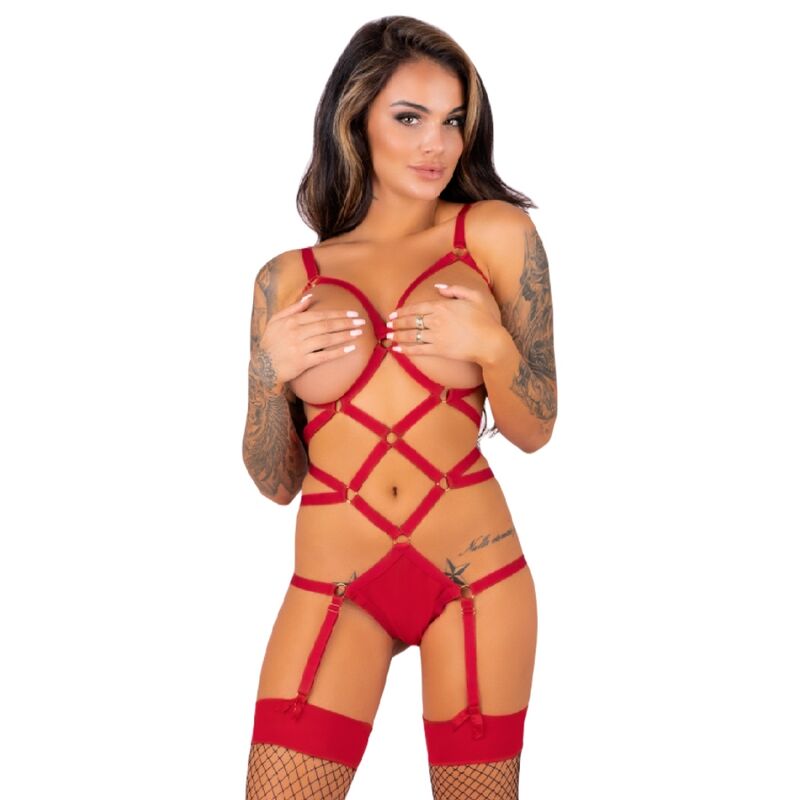 La marca LIVCO CORSETTI SETS nos facilita esta imagen de su producto LIVCO CORSETTI FASHION - THIARA LC 20213 SET BODY + MEDIAS ROJA S/M para nuestro catálogo.
