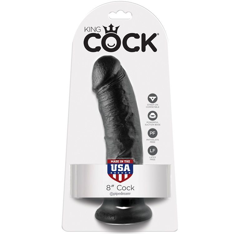 La marca KING COCK nos facilita esta imagen de su producto KING COCK - 8 PENE NEGRO 20.3 CM para nuestro catálogo.
