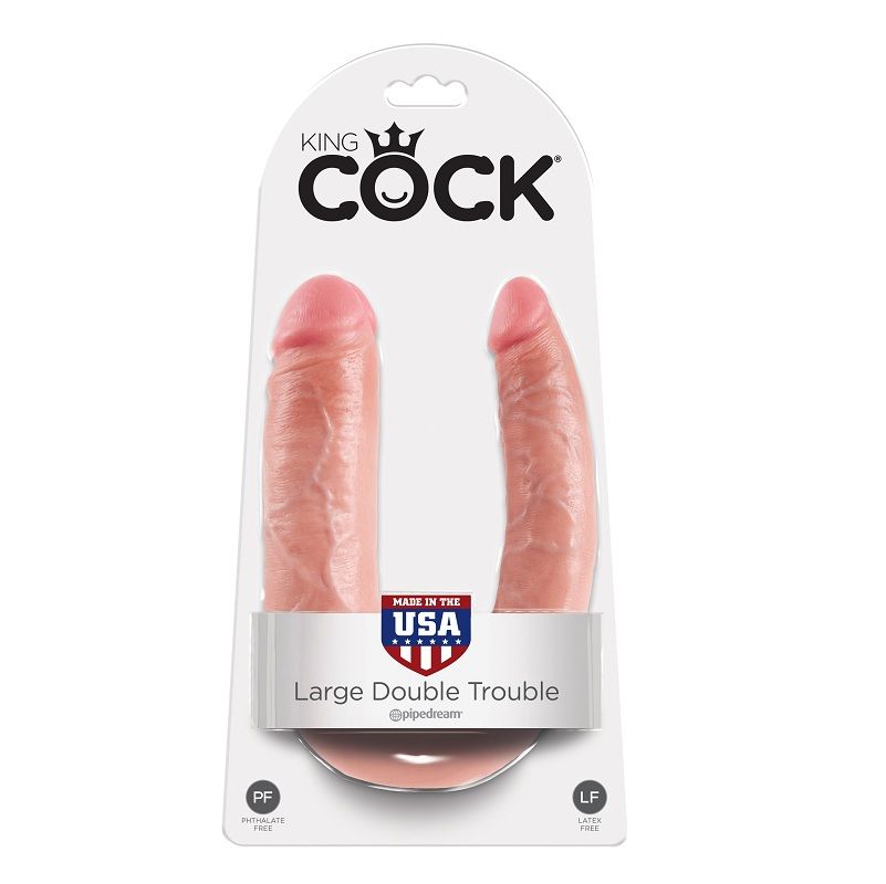 La marca KING COCK nos facilita esta imagen de su producto KING COCK - DILDO DOBLE PENETRACIÓN 17.8 CM NATURAL para nuestro catálogo.