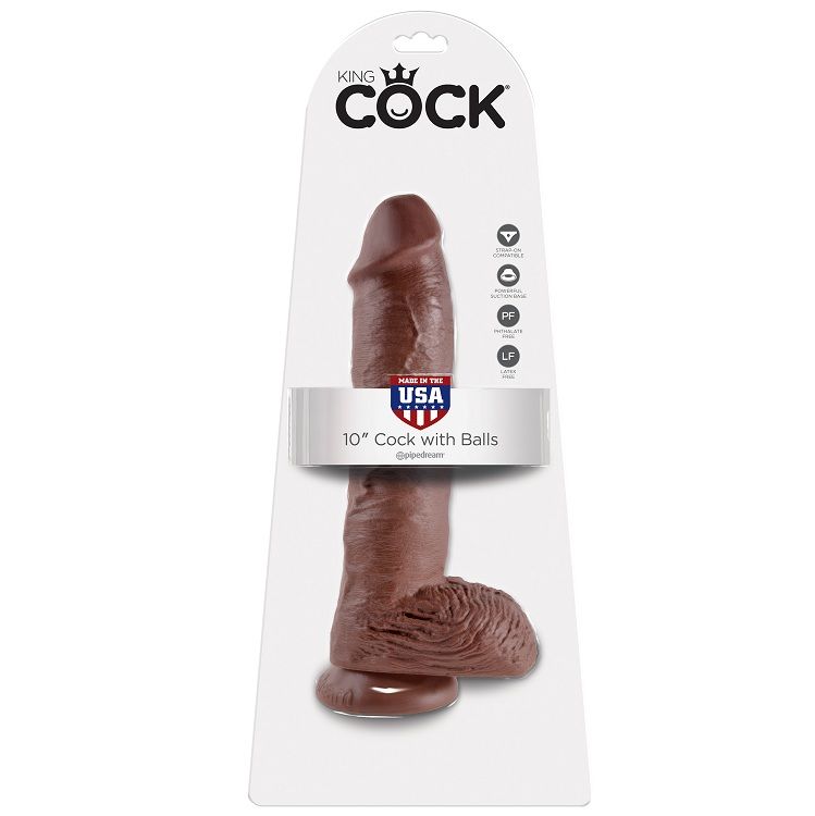 La marca KING COCK nos facilita esta imagen de su producto KING COCK - 10 PENE REALÍSTICO MARRÓN 26.5 CM para nuestro catálogo.
