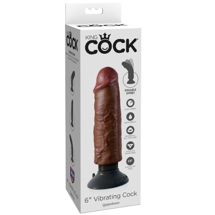 La marca KING COCK nos facilita esta imagen de su producto KING COCK - DILDO VIBRADOR MARRÓN 15.24 CM para nuestro catálogo.