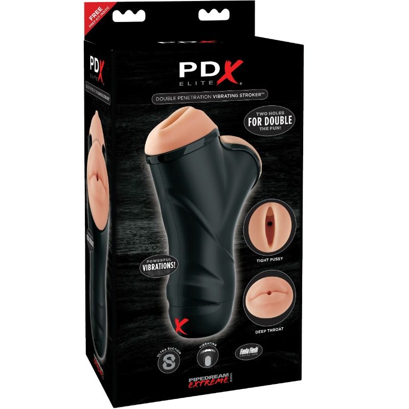 La marca PDX ELITE nos facilita esta imagen de su producto PDX ELITE - MASTURBADOR MASCULINO DOBLE BOCA Y VAGINA para nuestro catálogo.