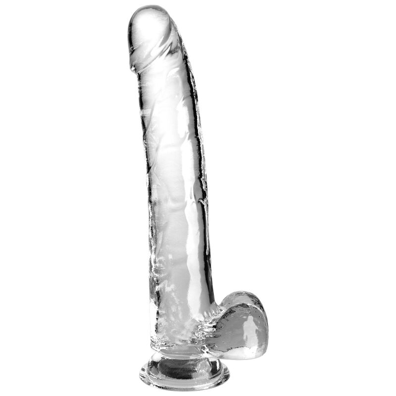 La marca KING COCK nos facilita esta imagen de su producto KING COCK - CLEAR DILDO CON TESTÍCULOS 24.8 CM TRANSPARENTE para nuestro catálogo.