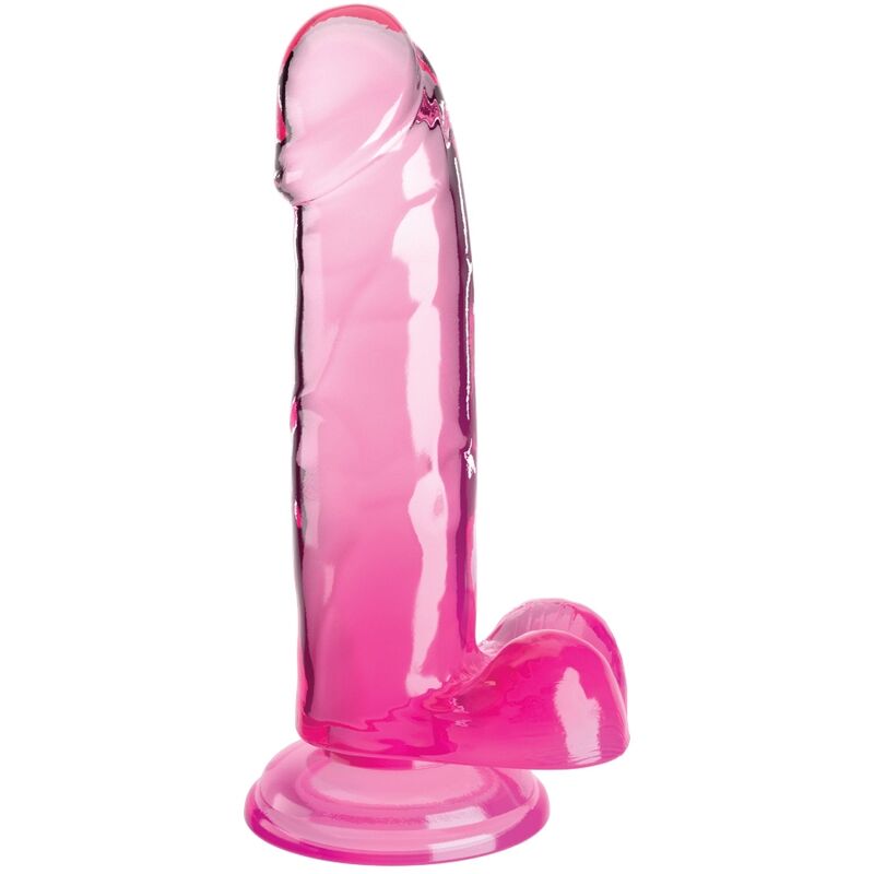 La marca KING COCK nos facilita esta imagen de su producto KING COCK - CLEAR PENE REALÍSTICO CON TESTÍCULOS 15.2 CM ROSA para nuestro catálogo.