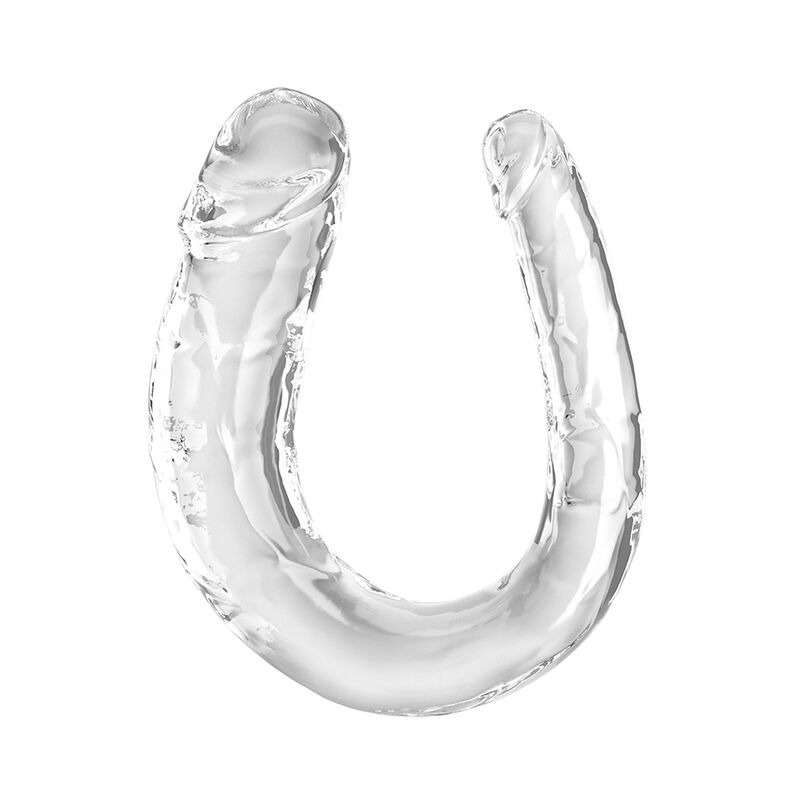 La marca KING COCK nos facilita esta imagen de su producto KING COCK - DOUBLE TROUBLE DILDO DOBLE 33 CM TRANSPARENTE para nuestro catálogo.