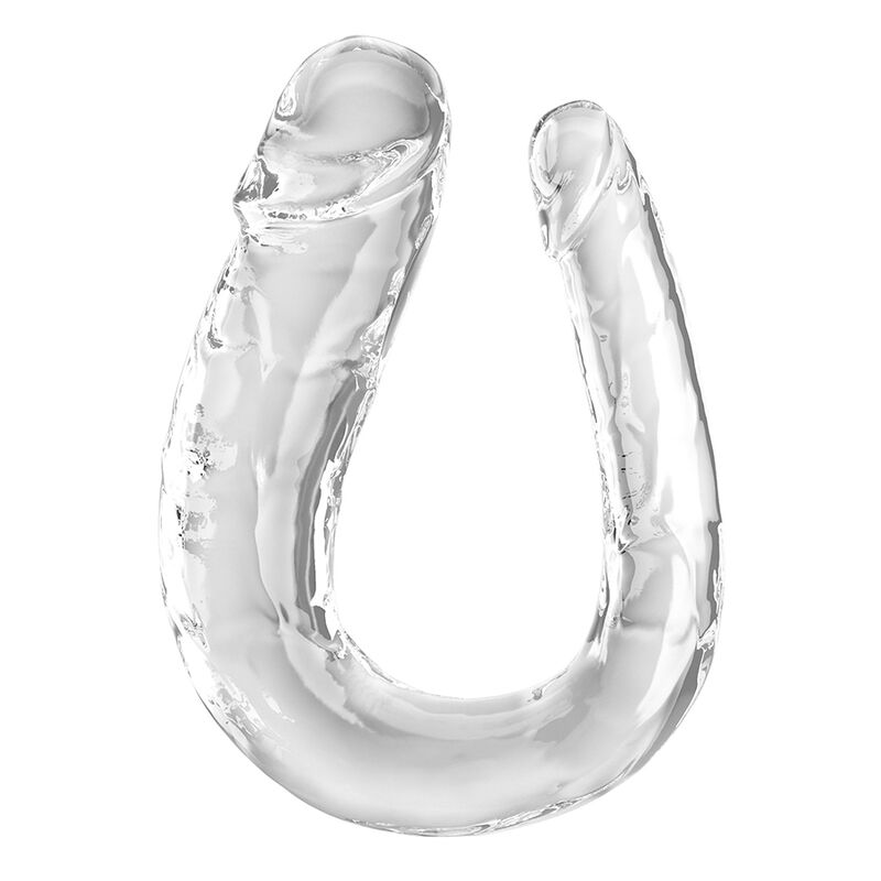 La marca KING COCK nos facilita esta imagen de su producto KING COCK - DOUBLE TROUBLE DILDO DOBLE 44 CM TRANSPARENTE para nuestro catálogo.
