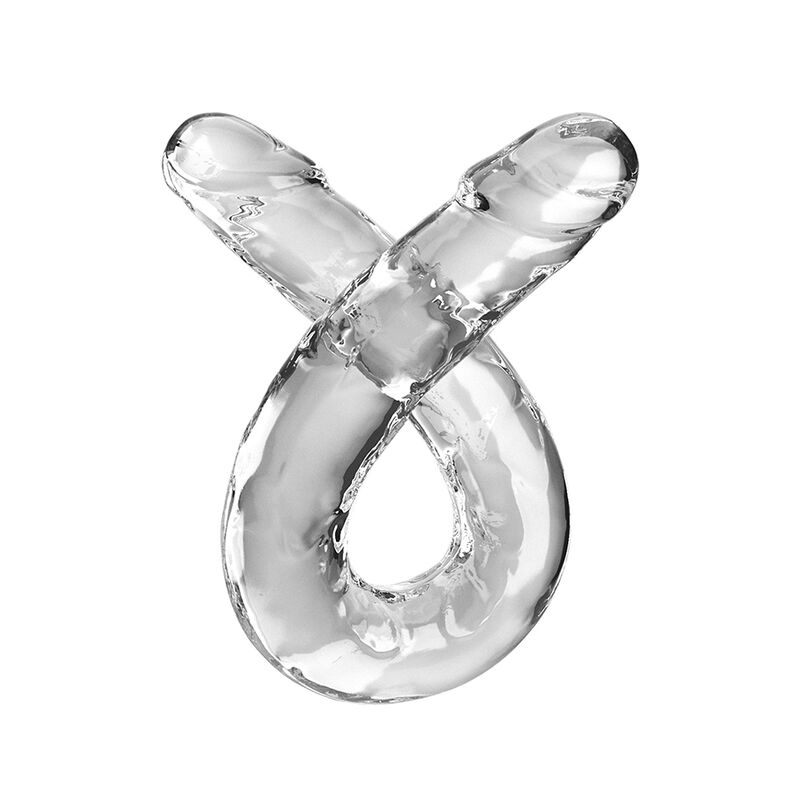 La marca KING COCK nos facilita esta imagen de su producto KING COCK - DOUBLE TROUBLE DILDO DOBLE 46 CM TRANSPARENTE para nuestro catálogo.