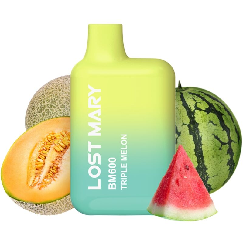 La marca LOST MARY nos facilita esta imagen de su producto LOST MARY - BM600 VAPER NICOTINA 2% DESECHABLE SABOR TRIPLE MELÓN para nuestro catálogo.